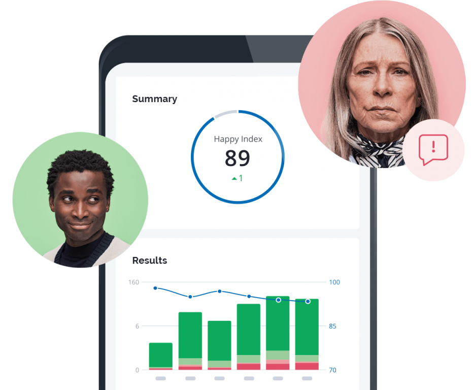 HappyOrNot-capture-feedback Mobile app view of the analytics tool