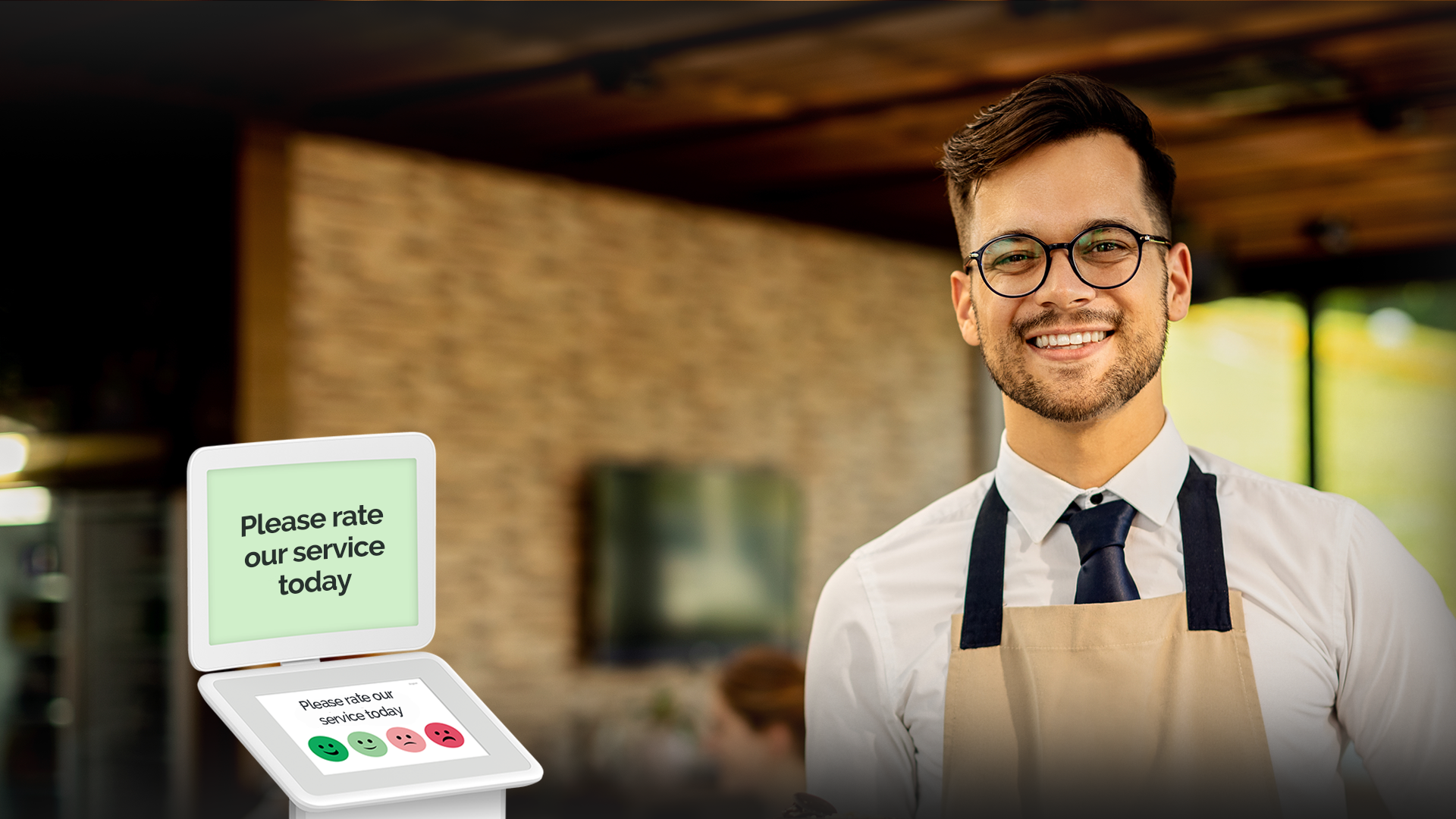 Smiley Touch feedback terminal survey in restaurant