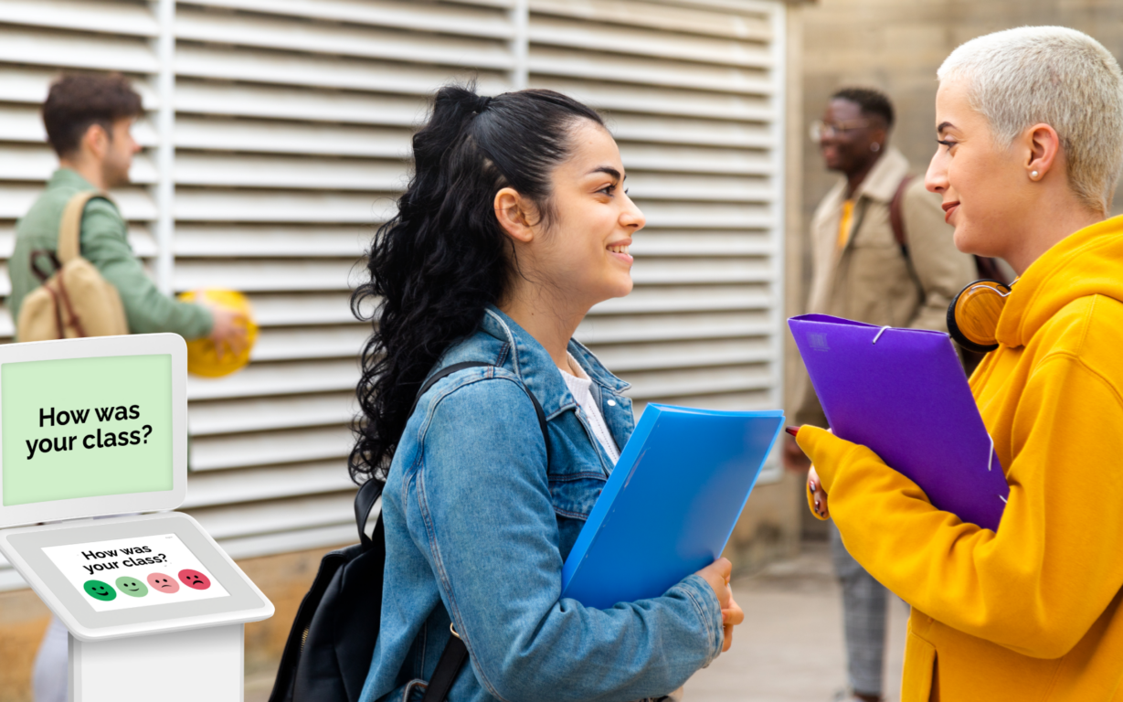 Students in college education feedback with Smiley Touch