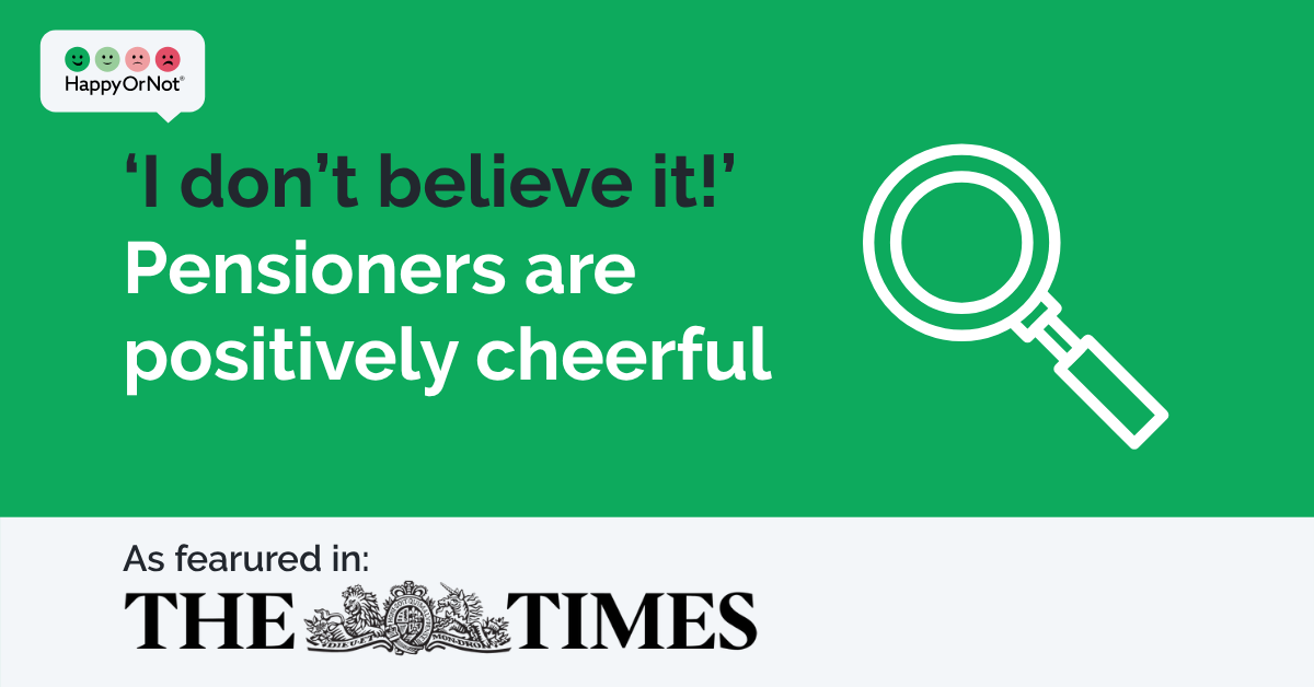 HappyOrNot customer satisfaction data featured in The Times, showing differences by age and gender